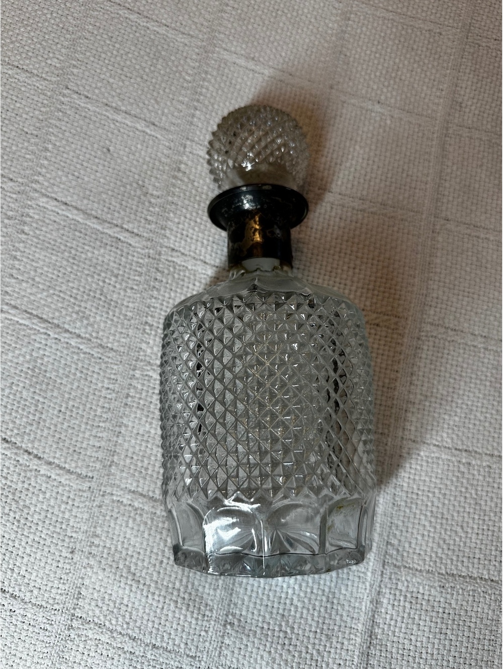 Vintage Cut Glass Decanter with Faceted Stopper